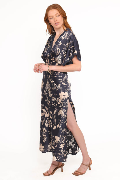 Laurent Midi Dress - Navy Cream Floral