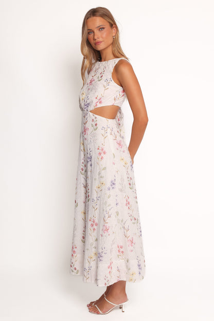 Levin Midi Dress - White Floral