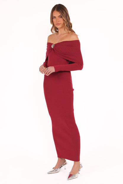 Lindsey Knit Dress - Dark Red