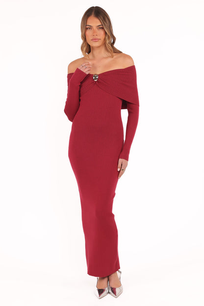 Lindsey Knit Dress - Dark Red
