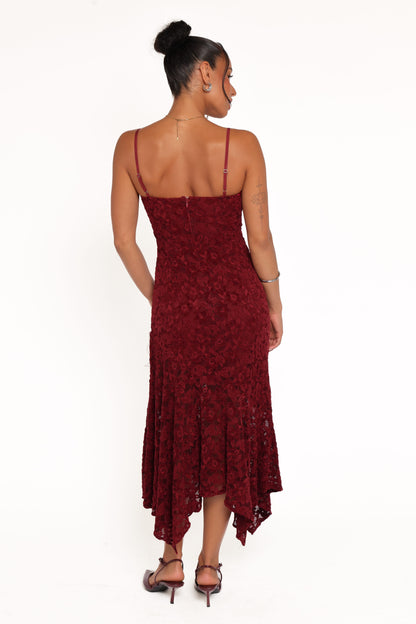 Lorde Midi Dress - Burgundy Lace