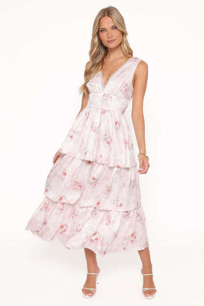 Natarsha Maxi Dress - White Pink Floral