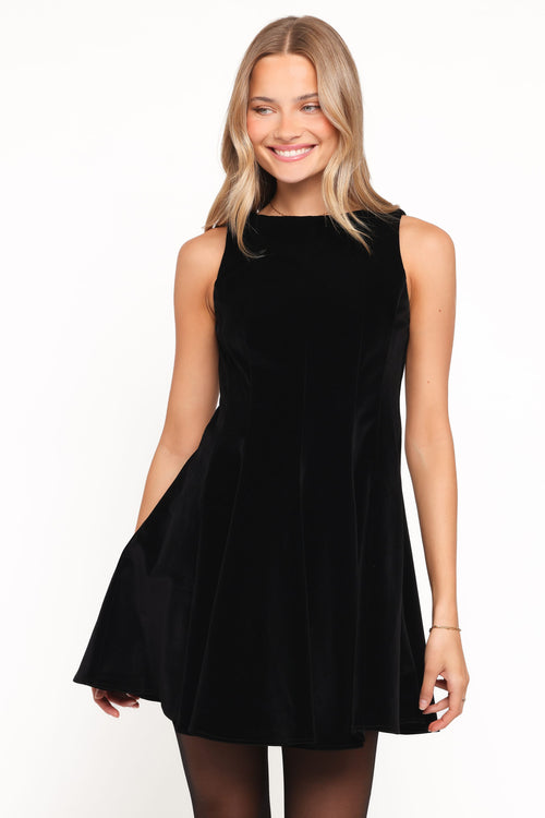 Pearla Mini Dress - Black Velvet