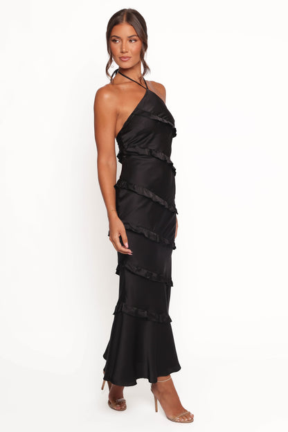 Roxanne Halterneck Maxi Dress - Black