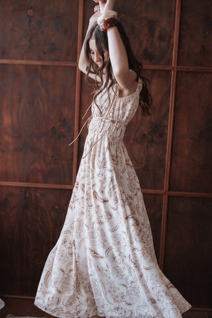 Safira Midi Dress - Brown Paisley