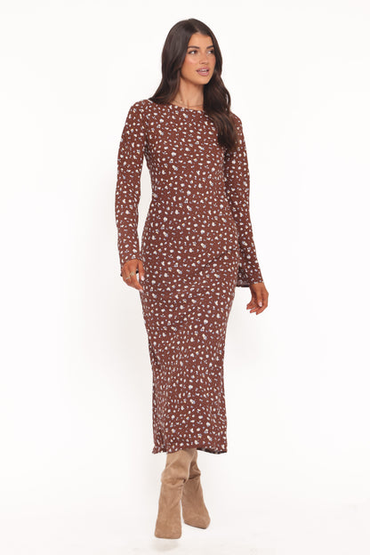 Talitha Maxi Dress - Brown Floral