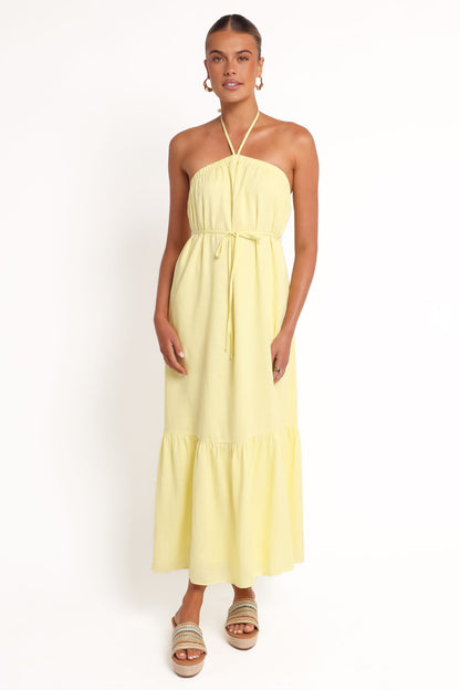 View Halterneck Maxi Dress - Lemon