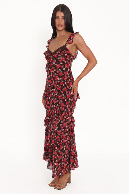 Virginia Maxi Dress - Brown Floral