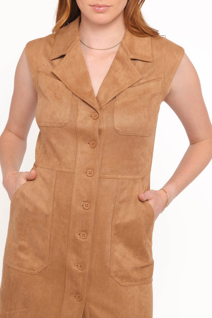 Xoey Suede Mini Dress - Camel