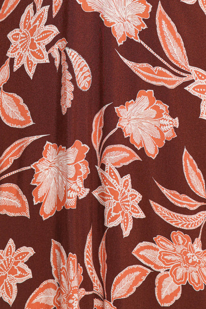 Yolande Midi Dress - Orange Floral