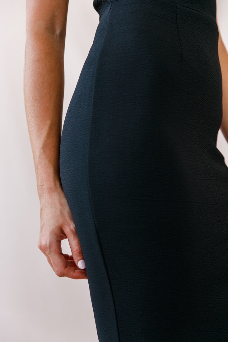 Georgia Square Neckline Midi Dress Black