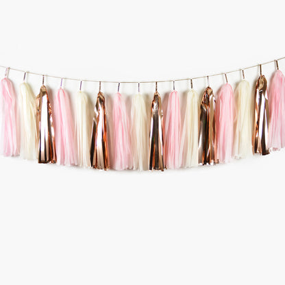 Pink Rose Gold Tassel Garland - Girl Ballerina Princess Birthday Party and Bridal Shower Decorations