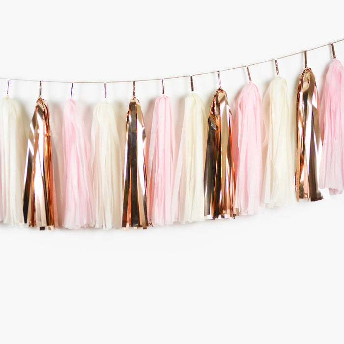 Pink Rose Gold Tassel Garland - Girl Ballerina Princess Birthday Party and Bridal Shower Decorations