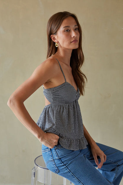 Piper Twist Front Gingham Top