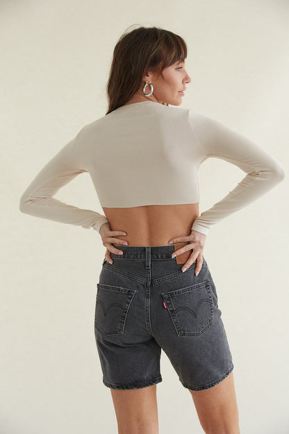 Rachel Ribbed Long Sleeve Crop Top