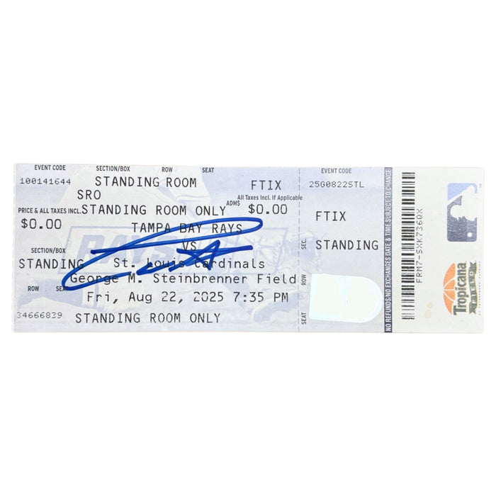 Rays Carson Williams Autographed MLB Debut Game Ticket
