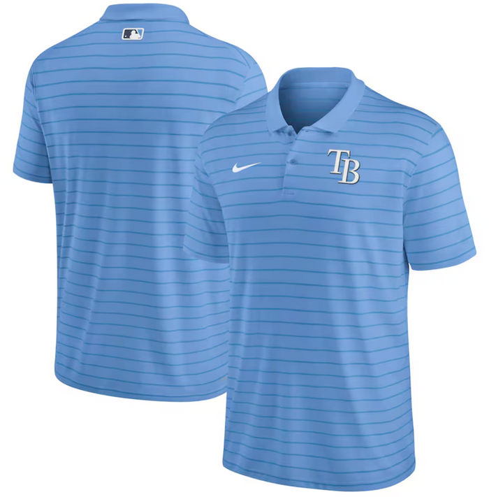 Rays Men's Nike Columbia Blue Authentic Collection Victory Striped Performance Polo