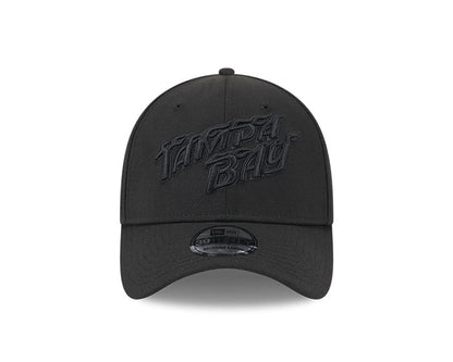 Rays New Era City Connect Black on Black Flames 39Thirty Flex Fit Hat
