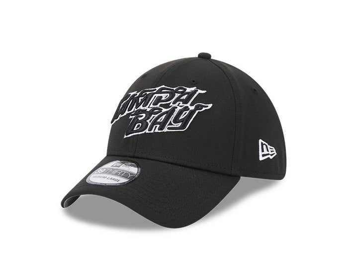 Rays New Era City Connect Black White Flames 39Thirty Flex Fit Hat