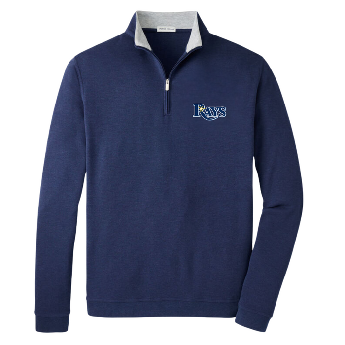 Rays Peter Millar Navy Wordmark Crown Comfort Pullover