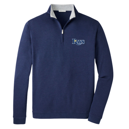 Rays Peter Millar Navy Wordmark Crown Comfort Pullover