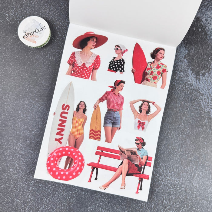 Retro Red Sticker Book
