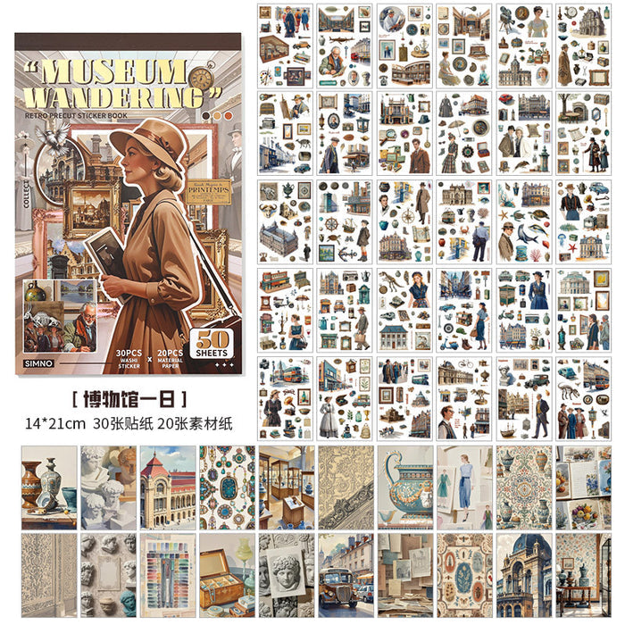 Retro-Style Sticker Book 50 Sheets