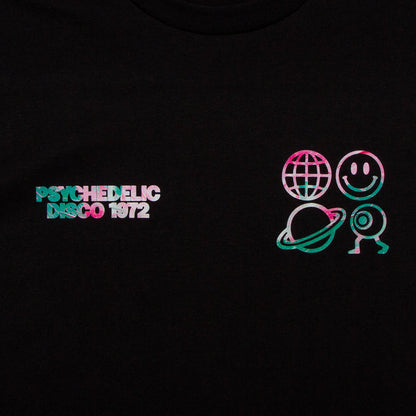 Saturn Elements Psychedelic Disco 1972 Back Print - Tshirt - Black