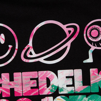 Saturn Elements Psychedelic Disco 1972 Front Print - Tshirt - Black