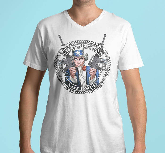 Shoot Guns Not Dope dtg V-Neck Tee