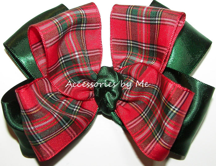 Red Green Tartan Plaid Hair Bow