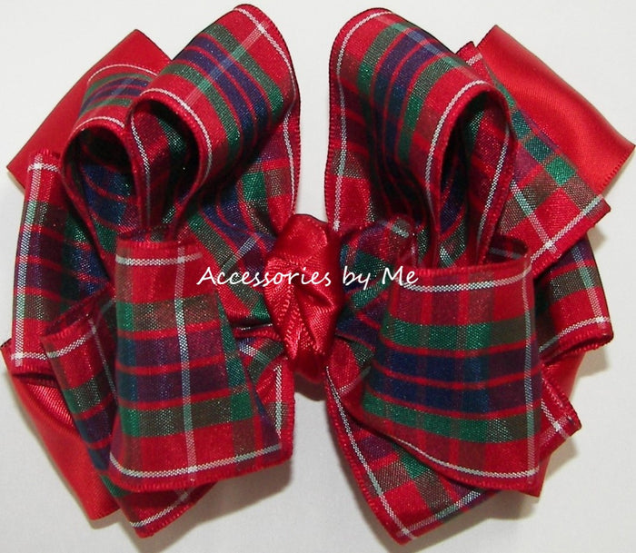 Fraser Tartan Plaid Red Green Blue Hair Bow