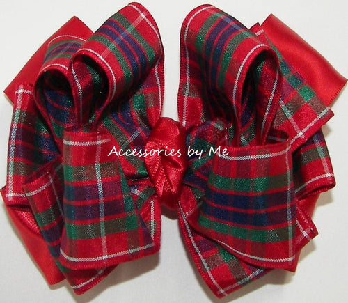 Fraser Tartan Plaid Red Green Blue Hair Bow