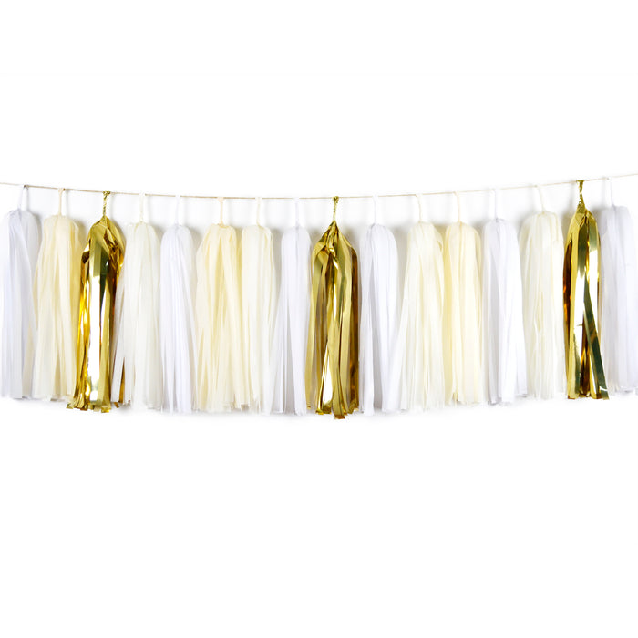 White and Gold Tassel Garland