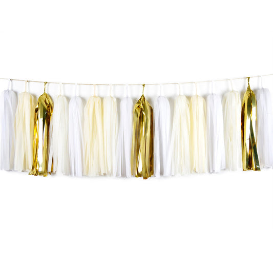 White and Gold Tassel Garland